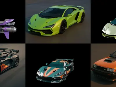 Sport Car bundle 4 pack 100 glb 3D model