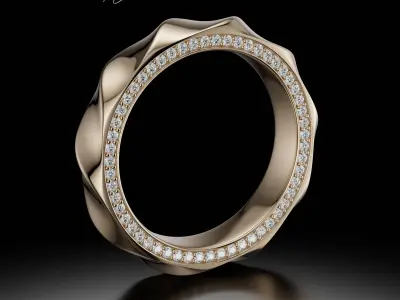 Twist Infinity Diamond Ring - Luxury Gold Band 3D print model