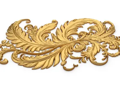 feather decor set wall mural 09 3D model