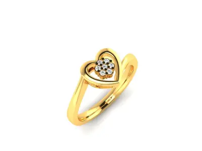 Solitaire Engagement Heart Ring 3D print model