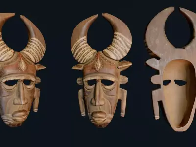 African Decor Mask 4 Low-poly 3D model