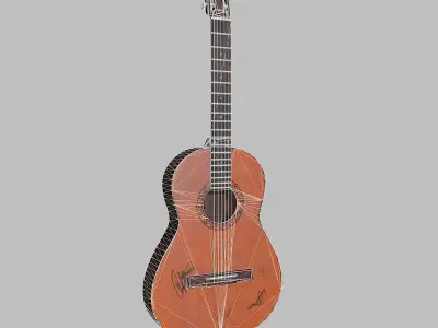 Guitar low-poly acoustic Low-poly 3D model