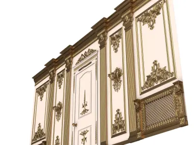 Boiserie Classic Wall with Mouldings 07 White Low-poly 3D model