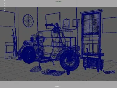 Motorcycle scene Low-poly 3D model