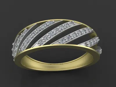 Womens diamond track ring for CNC or 3D print model 3D print model