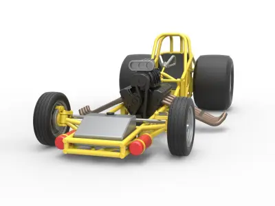 Vintage Funny Car Base Scale 1 to 25 3D print model