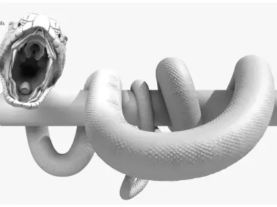 Realistic Black Snake 3D model