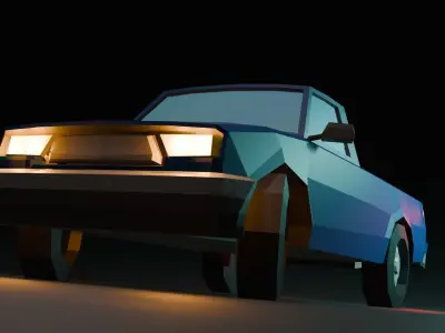 Low Poly Old Pickup Car Low-poly 3D model