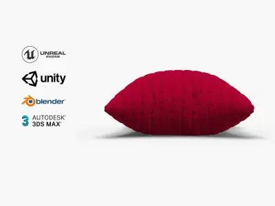 Knitted Red Cushion with Chain Pattern Low-poly 3D model