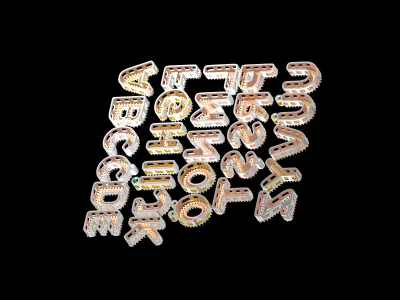 balloon letter 28 piece silver drawing necklace 3D print model