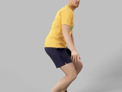 Casual Sport Man Mistery playing football anticipating Low-poly 3D model