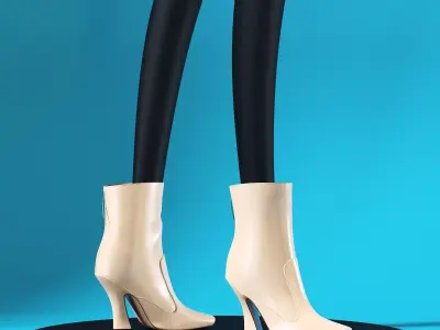 Fendi White Ankle Boots 3D model