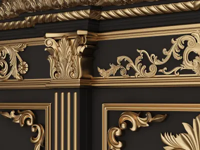 Boiserie Classic Panels and Decorative Crafts Wood 03 Low-poly 3D model