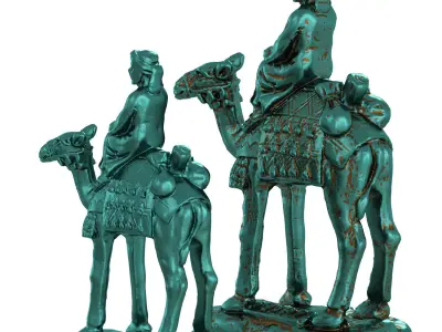 Egyptian figurine of a camel with a rider 3D model