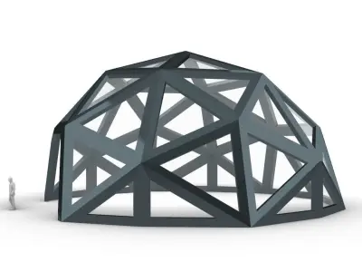 Geodesic Dome Large with Frame and Panels and Entryway 3D model