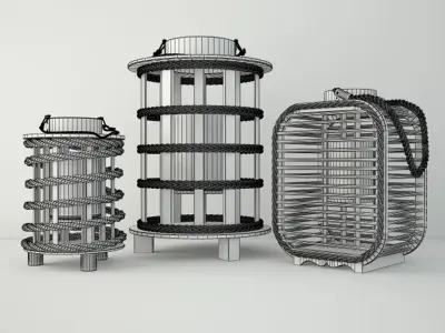Wood and Rope Lanterns 3D model