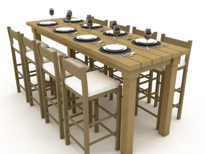 3D dining table 005 model Low-poly 3D model