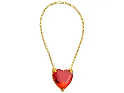 GEMSTONE HEART Red PENDANT NECKLACE 3D model