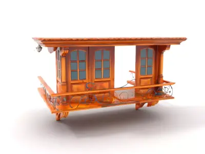 Rustic Wooden Balcony model pack Low-poly 3D model