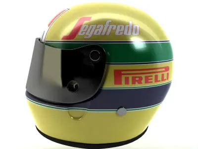 Ayrton Senna Helmet 1984 Low-poly 3D model