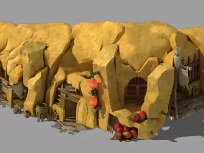 Game Mountain Building - Cave Dwelling 1 3D model