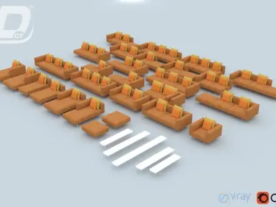 Calista Sofa Modular Set 3D model