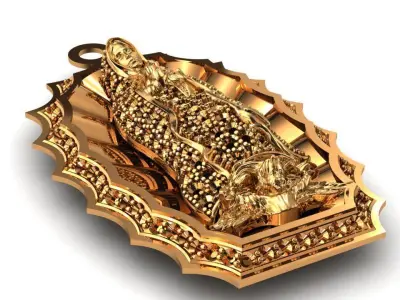 Our lady of guadalupe Pendant-Dije virgen maria Saint mary charm 3D print model