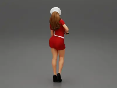 sexy woman chef cutting with knife 3D print model