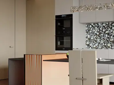 Modern living room dining room interior scenes  3D model