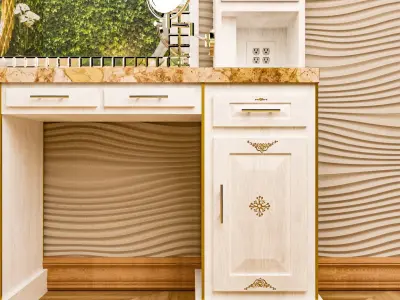 Antique Renaissance Makeup Mirror Vanity Table Low-poly 3D model