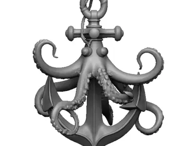 octopus and anchor pendant 3D print model