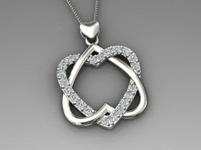 heart pendant love diamond 3D print model