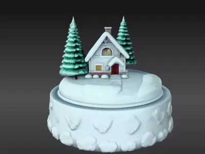 Snow Globe House 3D Model Winter Decoration Low-poly 3D model