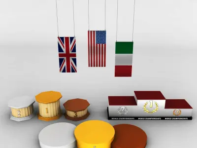 Sport podium flag pack 3D model