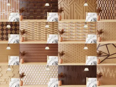 Wall wood V01-V35 for your interior wall wood  3D Model Collection