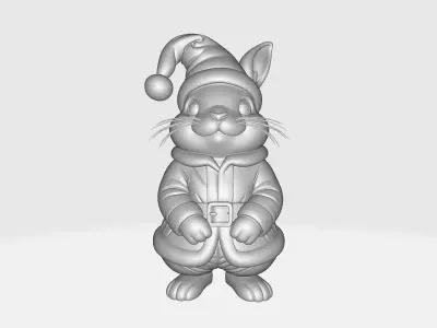 Adorable Christmas Mouse Cute Santa Figurine Festive Holiday 3D print model