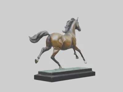 Horse Racing Statue model Low-poly 3D model