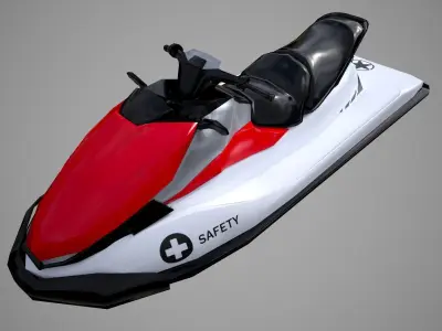 Red Jetski Low-poly 3D model