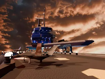 Futuristic Aircraft Carrier  Free low-poly 3D model