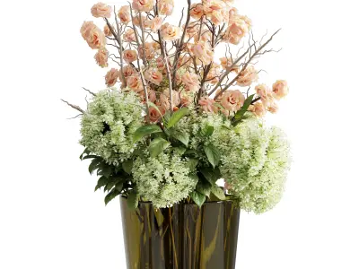 Flower In a Glass Vase - Bouquet 79 3D model