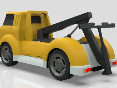 Wrecker Tow Truck Cartoon Vehicle Low-poly 3D model
