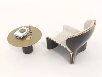Modern Coffee Table and Armchair Set 37 3D model