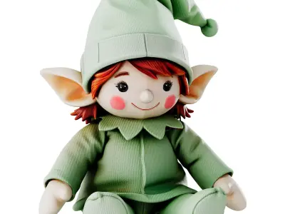 Plush Christmas Elf Toy 3D model
