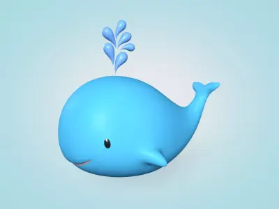Cartoon Whale Low-poly 3D model