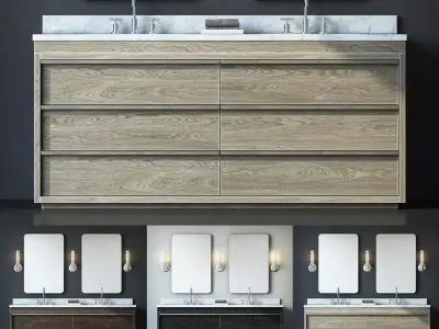 RH BEZIER DOUBLE VANITY 3D model