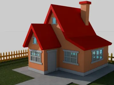 Cartoon House Low-poly 3D model
