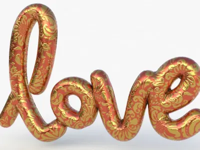 Love Decoration Fabric Written Low-poly 3D model