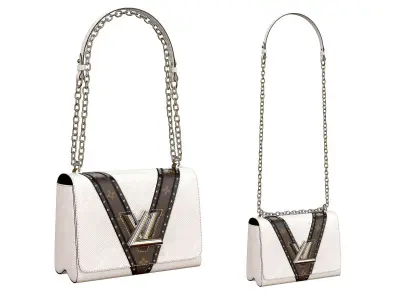 Louis Vuitton Bag Twist Epi White with studs 3D model