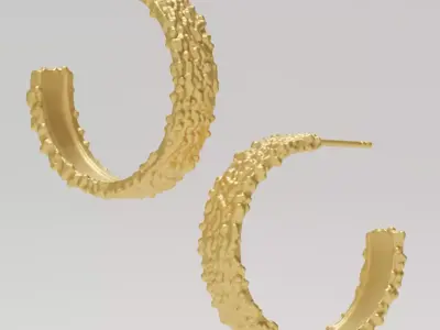 Molten Hoops Earrings - Free 3D print ready Free 3D print model