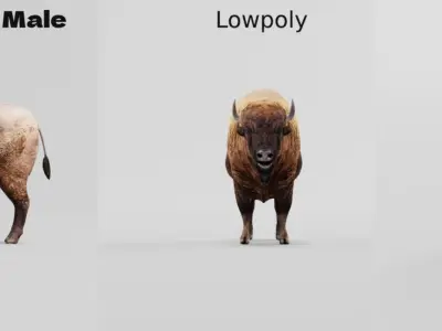 European Bison Male 3D model